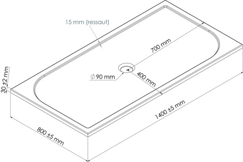 Receveur de Douche extra-plat en Béton  de Synthèse 80x140cm